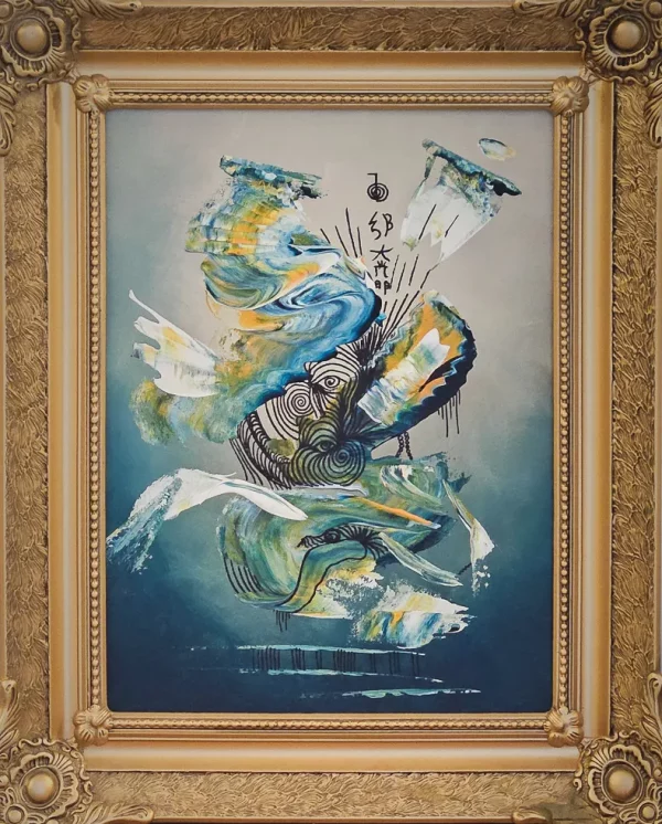 „Pfauen“ – abstraktes Acryl-Gemälde von Marcela M. Kozlik, 30×40 cm