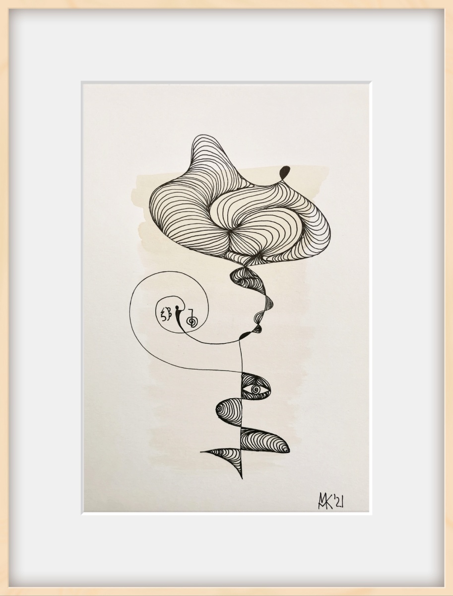 „Blühend“ – Aquarell und Tusche auf Papier, 14 × 21 cm, 2021