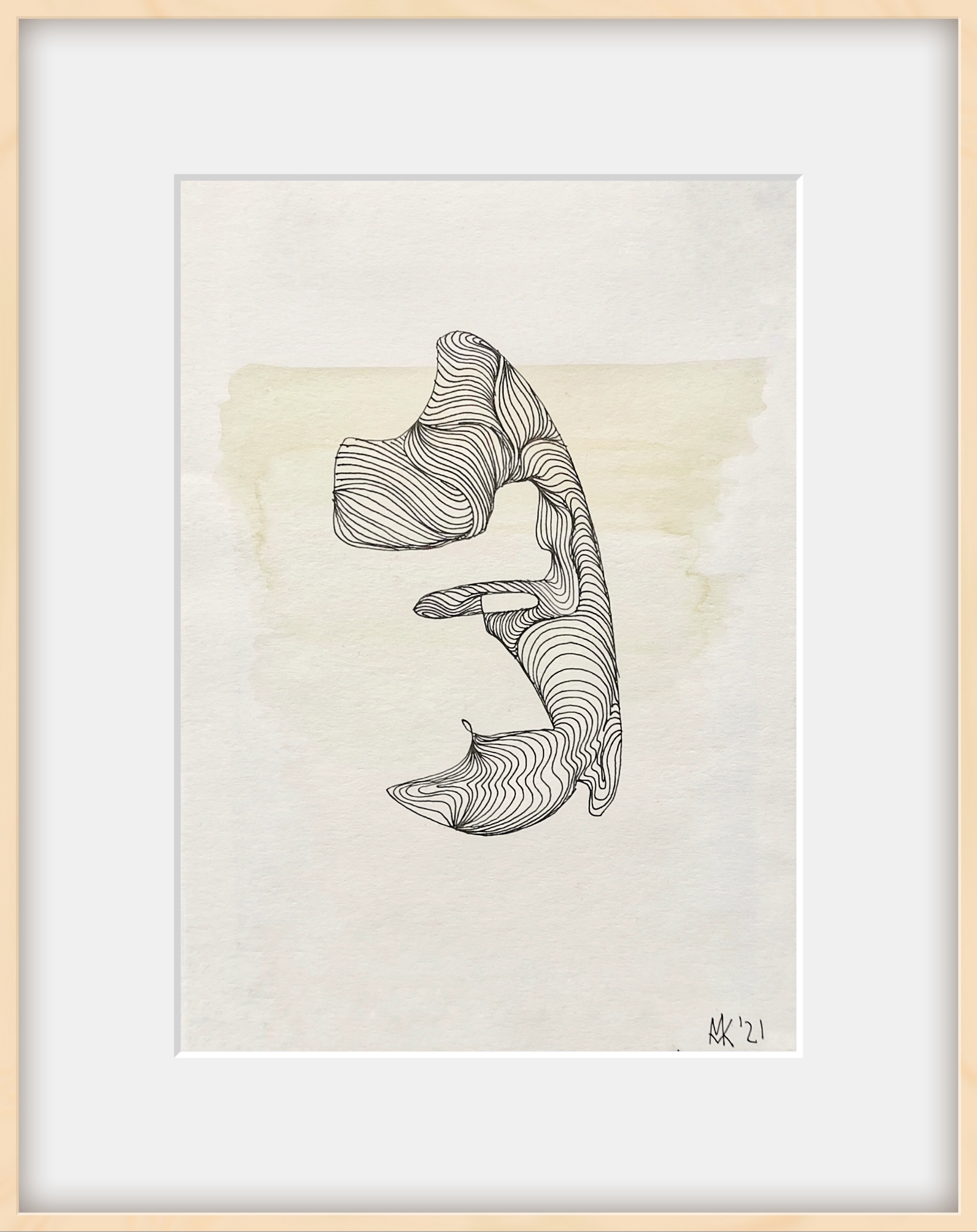 „Embryo-Selbst“ – Aquarell und Tusche auf Papier, 14 × 21 cm, 2021