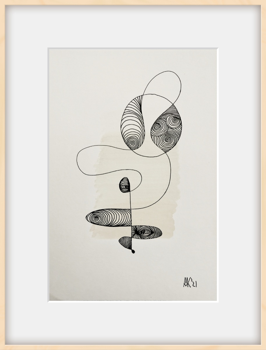 „Selbstgespräche“ – abstraktes Aquarell-Gemälde von Marcela M. Kozlik, 14×21 cm