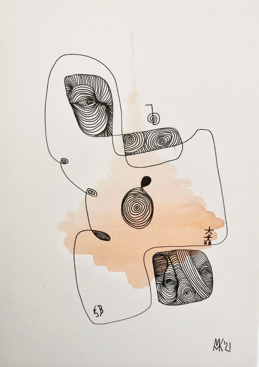„Sollen sie doch“ – abstraktes Aquarell-Gemälde von Marcela M. Kozlik, 14 × 21 cm